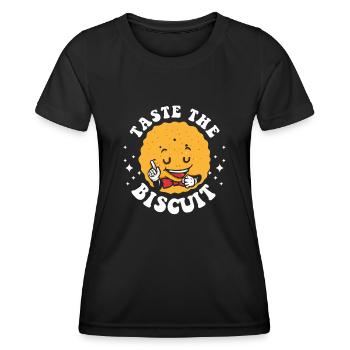 Schmecke den Keks Schmecke die Güte - Frauen Funktions-T-Shirt - Schwarz - Vorne - AI Model Female 172 light (172cm)