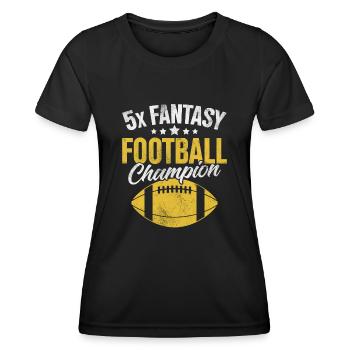 5x Fantasy Football Champion FFL Champ Football - T-shirt sport Femme - noir - Devant - AI Model Female 172 light (172cm)