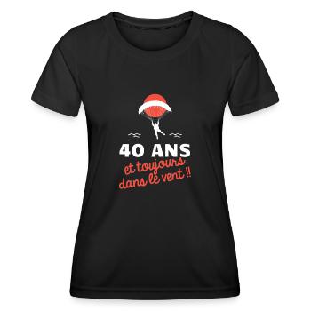 idée cadeau anniversaire amateurs de parapente - T-shirt sport Femme - noir - Devant - AI Model Female 172 light (172cm)