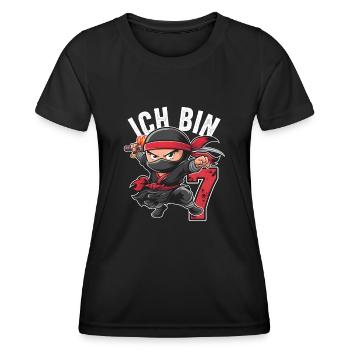 This Little Ninja Is 7 Birthday Shirt - Women's Functional T-Shirt - black - Front - AI Model Female 172 light (172cm)