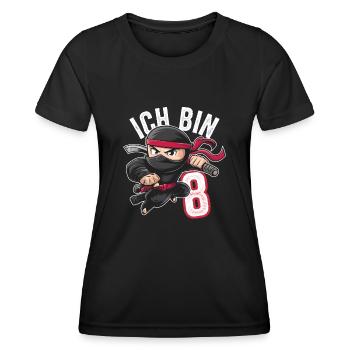 This Little Ninja Is 8 Birthday T-Shirt - Women's Functional T-Shirt - black - Front - AI Model Female 172 light (172cm)