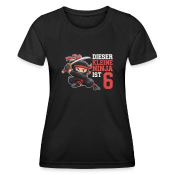 This Little Ninja Is 6 Birthday Shirt - Women's Functional T-Shirt - black - Front - AI Model Female 172 light (172cm)