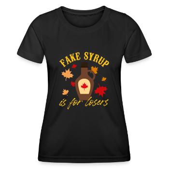 Le faux sirop est pour les perdants Sirop d’érable Tapping - T-shirt sport Femme - noir - Devant - AI Model Female 172 light (172cm)