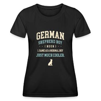 Berger allemand Garçon Identique À Un Garçon Normal Juste Beaucoup - T-shirt sport Femme - noir - Devant - AI Model Female 172 light (172cm)