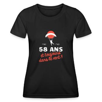 idée cadeau anniversaire amateurs de parapente - T-shirt sport Femme - noir - Devant - AI Model Female 172 light (172cm)