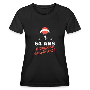 idée cadeau anniversaire amateurs de parapente - T-shirt sport Femme - noir - Devant - AI Model Female 172 light (172cm)