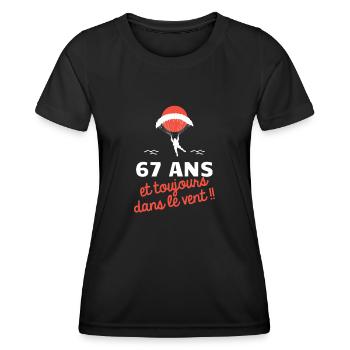 idée cadeau anniversaire amateurs de parapente - T-shirt sport Femme - noir - Devant - AI Model Female 172 light (172cm)