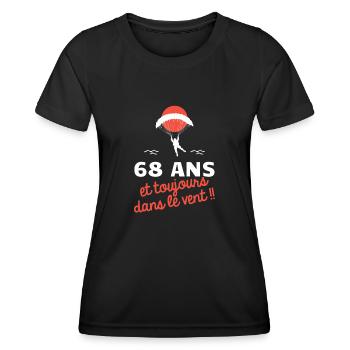idée cadeau anniversaire amateurs de parapente - T-shirt sport Femme - noir - Devant - AI Model Female 172 light (172cm)