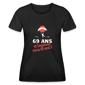 idée cadeau anniversaire amateurs de parapente - T-shirt sport Femme - noir - Devant - AI Model Female 172 light (172cm)