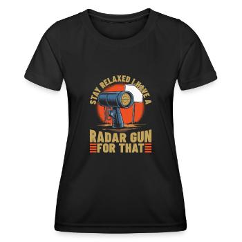 Policier d’État - T-shirt sport Femme - noir - Devant - AI Model Female 172 light (172cm)