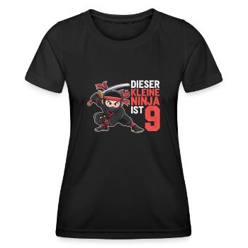 This Little Ninja Is 9 Birthday T-Shirt - Women's Functional T-Shirt - black - Front - AI Model Female 172 light (172cm)