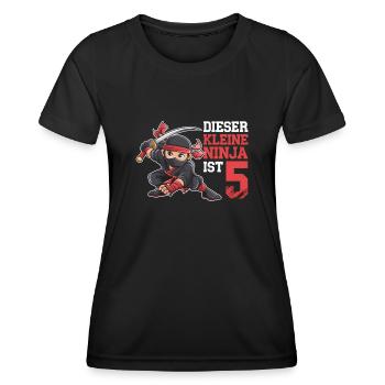 This Little Ninja Is 5 Birthday Shirt - Women's Functional T-Shirt - black - Front - AI Model Female 172 light (172cm)