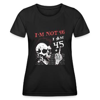 I Am 45 Plus Middle Finger - 46th Birthday - Women's Functional T-Shirt - black - Front - AI Model Female 172 light (172cm)