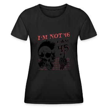 I Am 45 Plus Middle Finger - 46th Birthday - Women's Functional T-Shirt - black - Front - AI Model Female 172 light (172cm)