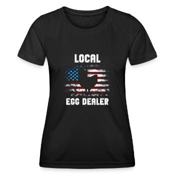 Lokaler Eierhändler Hühnerbesitzer Züchter - Frauen Funktions-T-Shirt - Schwarz - Vorne - AI Model Female 172 light (172cm)