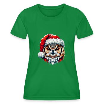 Polygon Art hibou aigle hibou chapeau de Noël Original - T-shirt sport Femme - vert - Devant - AI Model Female 172 dark (172cm)