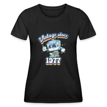 Vintage 1977 Classic Retro Vibes 48th Birthday - Women's Functional T-Shirt - black - Front - AI Model Female 172 light (172cm)