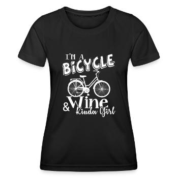 Bicycle And Wine Kinda Girl - Women's Functional T-Shirt - black - Front - AI Model Female 172 light (172cm)