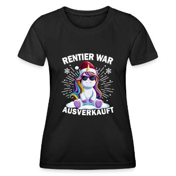 Renne a été vendu Licorne Noël - T-shirt sport Femme - noir - Devant - AI Model Female 172 light (172cm)