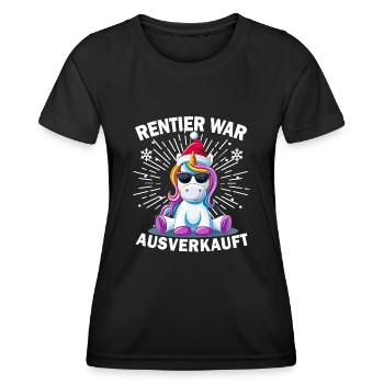 Renne a été vendu Licorne Noël - T-shirt sport Femme - noir - Devant - AI Model Female 172 light (172cm)