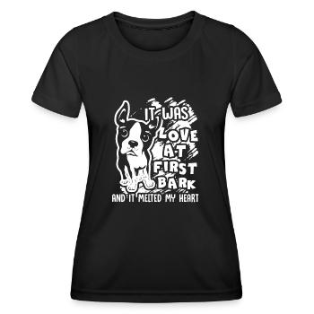 Boston Terrier It Was Love At First Bark - Women's Functional T-Shirt - black - Front - AI Model Female 172 light (172cm)