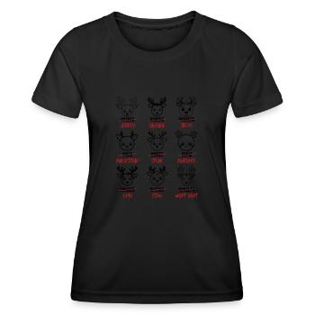 Humour de renne : de Dasher à Rudolph avec - T-shirt sport Femme - noir - Devant - AI Model Female 172 light (172cm)