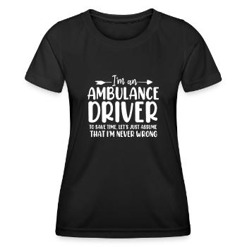Lustiger Krankenwagen Fahrer Ersthelfer EMS - Frauen Funktions-T-Shirt - Schwarz - Vorne - AI Model Female 172 light (172cm)