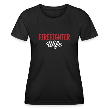 Feuerwehrmann Ehefrau Rote Linie Ersthelfer Lustig - Frauen Funktions-T-Shirt - Schwarz - Vorne - AI Model Female 172 light (172cm)