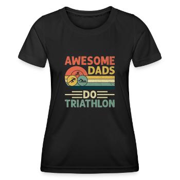 Super papas font du triathlon natation vélo course triathlète - T-shirt sport Femme - noir - Devant - AI Model Female 172 light (172cm)