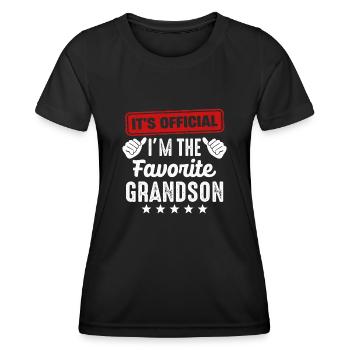 C’est officiel Je suis le petit-fils préféré - T-shirt sport Femme - noir - Devant - AI Model Female 172 light (172cm)