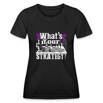 Funny Chess What's Your Strategy - Women's Functional T-Shirt - black - Front - AI Model Female 172 light (172cm)