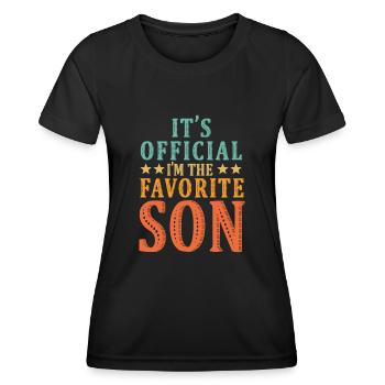 C’est officiel Je suis le fils préféré - T-shirt sport Femme - noir - Devant - AI Model Female 172 light (172cm)