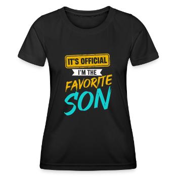 C’est officiel Je suis le fils préféré - T-shirt sport Femme - noir - Devant - AI Model Female 172 light (172cm)
