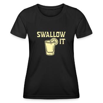 Swallow It Zitrone Shot Glas Humor Spruch - Frauen Funktions-T-Shirt - Schwarz - Vorne - AI Model Female 172 light (172cm)