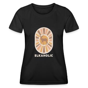 Elchjagd Elkaholische Jäger - Frauen Funktions-T-Shirt - Schwarz - Vorne - AI Model Female 172 light (172cm)