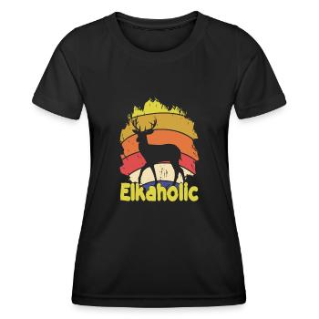 Elchjagd Elkaholische Jäger - Frauen Funktions-T-Shirt - Schwarz - Vorne - AI Model Female 172 light (172cm)