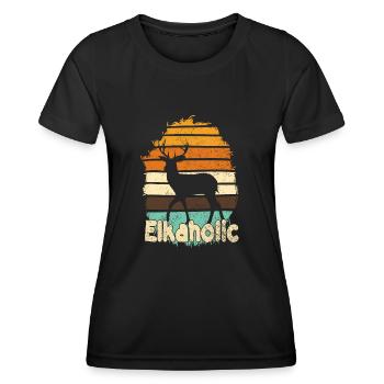 Elchjagd Elkaholische Jäger - Frauen Funktions-T-Shirt - Schwarz - Vorne - AI Model Female 172 light (172cm)