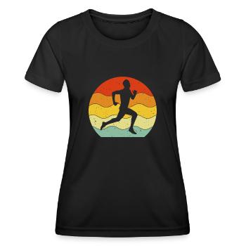 Lustiger Lauf Retro Läufer Athlet Marathon - Frauen Funktions-T-Shirt - Schwarz - Vorne - AI Model Female 172 light (172cm)