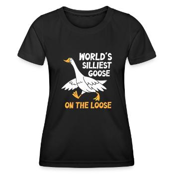 Die dümmste Gans der Welt auf freiem Fuß - Frauen Funktions-T-Shirt - Schwarz - Vorne - AI Model Female 172 light (172cm)