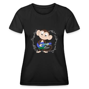 Sock Monkey Plays Ukulele Hula - Women's Functional T-Shirt - black - Front - AI Model Female 172 light (172cm)