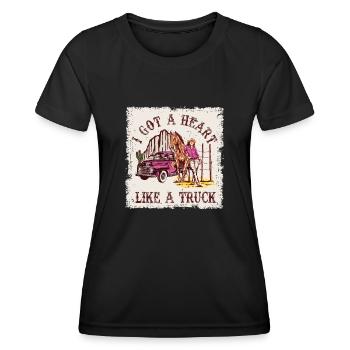 J’ai un cœur comme un camion - T-shirt sport Femme - noir - Devant - AI Model Female 172 light (172cm)
