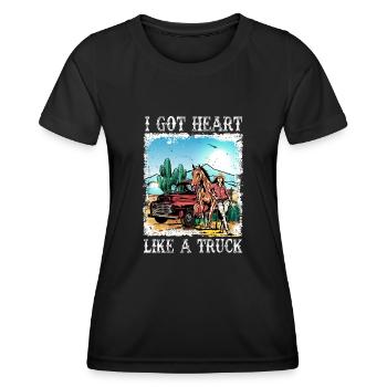Ich habe ein Herz wie ein Truck - Frauen Funktions-T-Shirt - Schwarz - Vorne - AI Model Female 172 light (172cm)