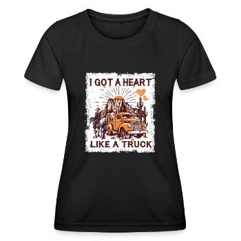 Ich habe ein Herz wie ein Truck - Frauen Funktions-T-Shirt - Schwarz - Vorne - AI Model Female 172 light (172cm)