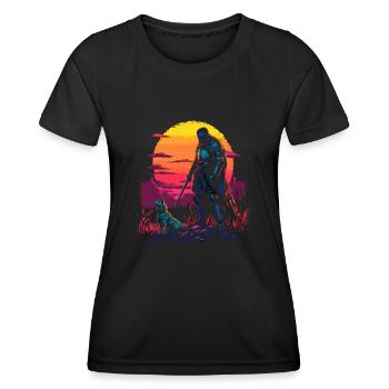 Knight And Dog At Dusk In Front - Women's Functional T-Shirt - black - Front - AI Model Female 172 light (172cm)