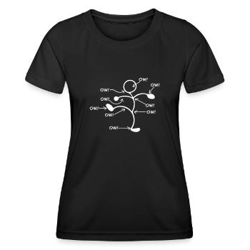 Lustige Strichmännchen Schmerzen Humor - Frauen Funktions-T-Shirt - Schwarz - Vorne - AI Model Female 172 light (172cm)