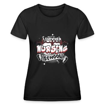 I Survived Nursing School - Women's Functional T-Shirt - black - Front - AI Model Female 172 light (172cm)