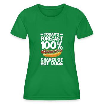 Heutige Prognose 100% Hot Dog - Frauen Funktions-T-Shirt - Kelly Green - Vorne - AI Model Female 172 dark (172cm)