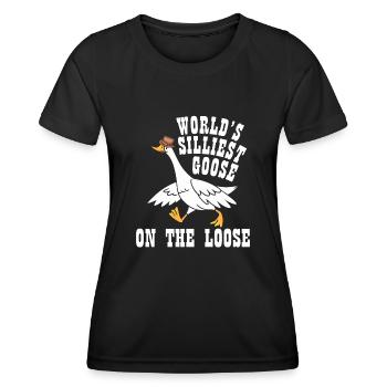 Die dümmste Gans der Welt auf freiem Fuß - Frauen Funktions-T-Shirt - Schwarz - Vorne - AI Model Female 172 light (172cm)
