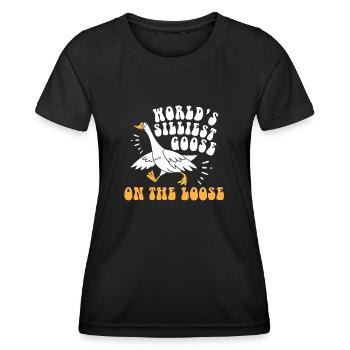 Die dümmste Gans der Welt auf freiem Fuß - Frauen Funktions-T-Shirt - Schwarz - Vorne - AI Model Female 172 light (172cm)
