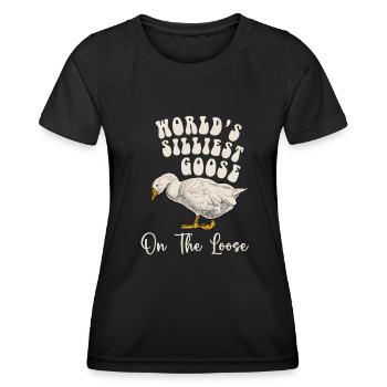 Die dümmste Gans der Welt auf freiem Fuß - Frauen Funktions-T-Shirt - Schwarz - Vorne - AI Model Female 172 light (172cm)